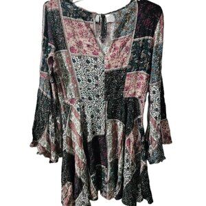 AMERICAN EAGLE OUTFITTERS -XS/TP-TUNIMINI DRESS PATTERN MACHES WINE/BLUES COLORS